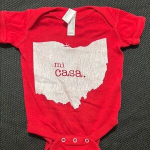Red Baby Onesie with Ohio Print